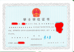 学士学位证书样本